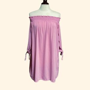 New Look Lavender Off Shoulder Quarter Sleeve Dress   Size Large NWT